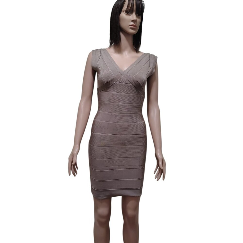 Rachael G. Brown Stretch Dress with Thick Straps and Backless